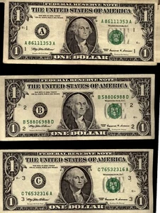 (95) Complete set of 12 $1 notes from the 1999 series all circulated condition - Picture 1 of 4
