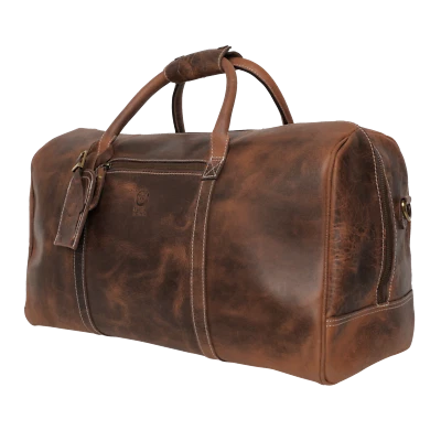 Hand Made High Quality Sasha Carry On Leather Duffel Bag, Brown. 20x9x12 in - Image 1 of 4
