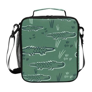 Green Alligator Crocodile Lunch Bag Insulated Small Cooler Box Boys Girls - Picture 1 of 6