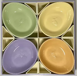 Easter Williams Sonoma Egg Shaped Ramekins Dish Set Of 4 Bunny Chick Boxed - Picture 1 of 9