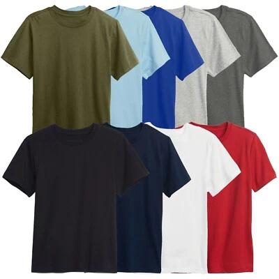 Boys Short Sleeve Crew Neck Premium Soft Cotton Blend TShirt (XS-2XL) NEW 5 PACK - Image 1 of 2
