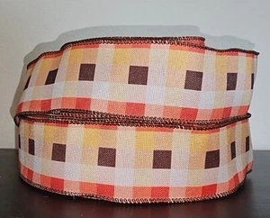 2" Wired ribbon Fall Plaid Autumn Ribbon~Thanksgiving ribbon~5 Yds 4 bows wreath - Picture 1 of 1