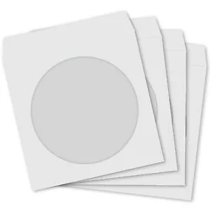 1000 CD Papierhüllen weiß mit Fenster und Klappe - 1000 Stück Cover Case 100GSM - Bild 1 von 1