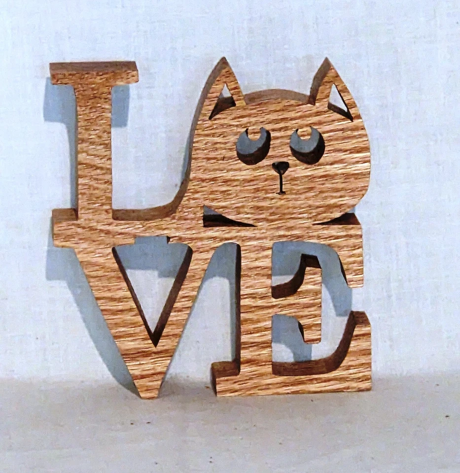 Love Cat Wooden Word Cutout Sign with Cat Head - Image 1 of 3