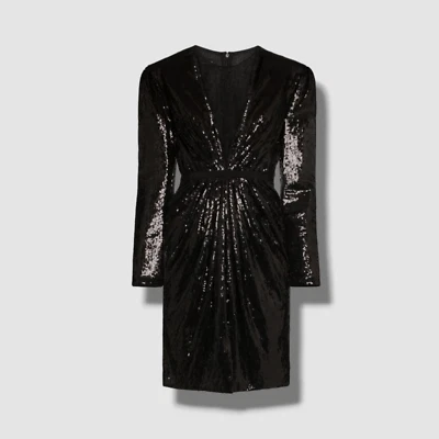 $2655 Mini Vestido Para Mujer Giambattista Valli Negro Lentejuelas Encaje Tul 44 Foto 1 de 4