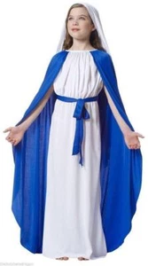 Childs Virgin Mary Religious Nativity Christmas School Play Fancy Dress Costume - Picture 1 of 5