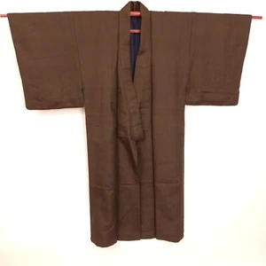 Vintage Herren Haori Jacke braun Kimono Mantel Japan gefüttert Trachten - Bild 1 von 6