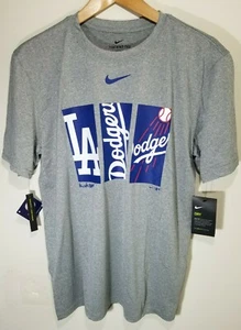 Los Angeles Dodgers MLB Nike Tee Dry Logo Dri-Fit Gray Shirt Men's Size Large - Picture 1 of 3