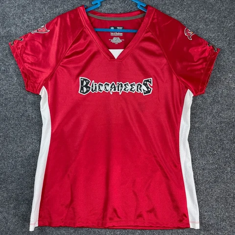 Tampa Bay Buccaneers Jersey Womens Size L Large Rhinestone Logo NFL Team Apparel Cover