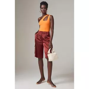 Neu mit Etikett!! Anthropologie HUTCH plissierte Utility Shorts Satin Zeder hohe Taille X-Small - Bild 1 von 15
