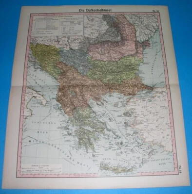 1898 ORIGINAL MAP SERBIA MOLDAVIA ROMANIA BULGARIA GREECE BOSNIA KOSOVO ALBANIA - Image 1 of 4