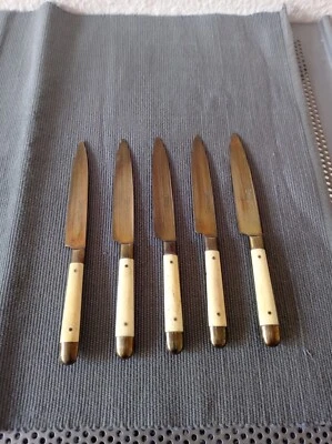 5 OBSTMESSER - HORNGRIFF - UCHATIUS- BRONCE - Um 1900 - TOP - Bild 1 von 4