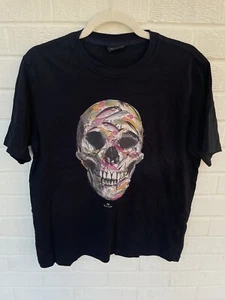 Paul Smith Mens T-Shirt Medium Black Graphic Skull Fish Mod Casuals Terrace - Picture 1 of 5
