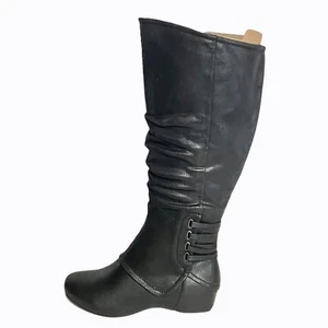 G.H. Bass Boots Women's Sz 7 Wren Extended Calf Black Shoes Flat EUC 16” Zipper - Picture 1 of 9