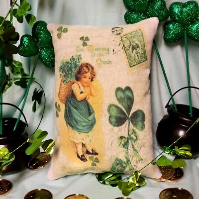 Primitive Farmhouse ST. Patricks Day  Bowl Fillers Tuck Pillow Peg /door Hanger  - Image 1 of 2