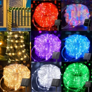 Solar LED betriebene Lichterkette Seil Wasserdicht Außen Garten Party Deko - Bild 1 von 31