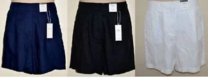 M&S Collection Linen High Waisted Navy , White or Black Shorts UK 8 - 24 - Picture 1 of 15