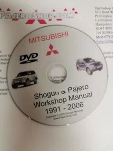 "DVD" PAJERO Mitsubishi WORKSHOP MANUAL 1991 to 2006 (4M4< 4D5< 6G7< Engines) - Picture 1 of 9