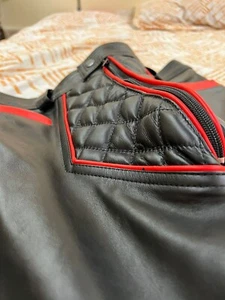 Men's Real Leather Quilted Jeans Trousers BLUF Punk Kink Pants Biker Bluff cow - Picture 1 of 7