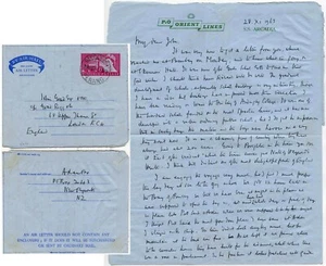 MALAYA PENANG PAQUEBOT on GB AIR LETTER 6d PARLIAMENT SHIP ARCADIA P + O 1963 - Picture 1 of 3