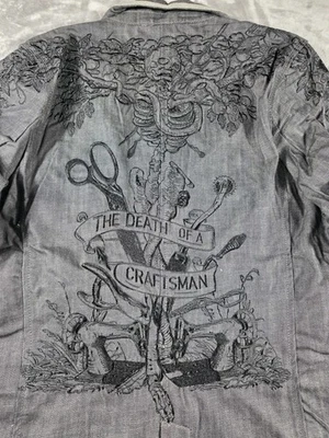 Chaqueta Blazer Artful Dodger Denim Deconstruida Bordada Esqueleto Artesano Foto 1 de 4