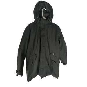 Lands End Jacket Mens Large Black 80/20 Down Parka Hooded Nylon Winter Coat Warm - Picture 1 of 20