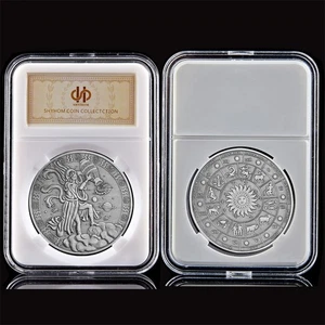Moneda Coleccionable Acuario Doce Constelaciones Aries Antigua Plata Repujada - Imagen 1 de 11