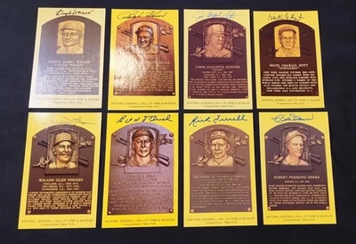 (8) BASEBALL SIGNED GOLD HOF PLAQUE POSTCARDS HOYT HUNTER WANER ROUSH KINER - Image 1 of 4