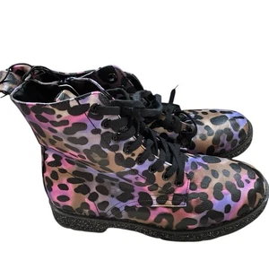 MIA GIRL Kids LEOPARD BOOTS SZ 4 Glitter Bottom Pink - Picture 1 of 4