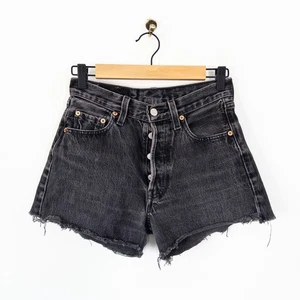 Levi's 501 Denim Shorts Washed Black Grey W28 Reworked Jeans Vintage - Picture 1 of 20