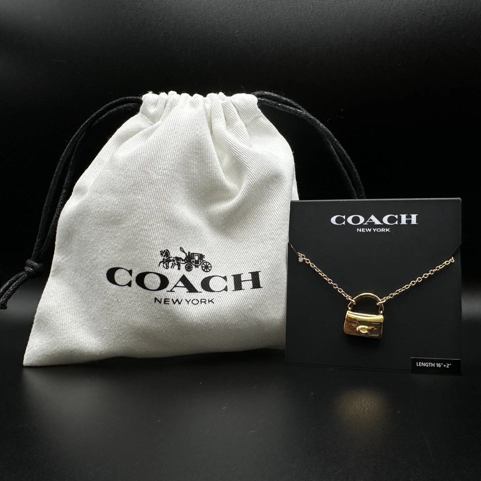 Coach Signature Bolso de Mano Collar Colgante Corto | Regalo, Nuevo | Embalaje Foto 1 de 3