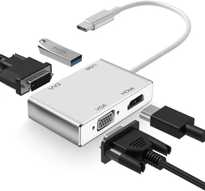 Adattatore da USB C a HDMI 4K Faersi 4 in 1 USB Tipo C a HDMI VGA DVI USB 3.0 - Foto 1 di 24