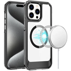 Custodia MagSafe HD Crystal trasparente per iPhone 15 Pro Max - Nero - Foto 1 di 3