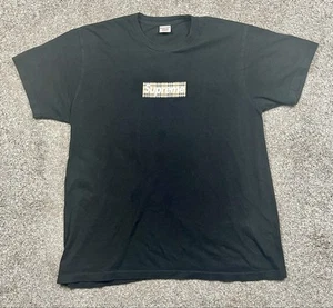 Supreme x Burberry Box Logo Black T-Shirt Men’s Size Large Authentic - Picture 1 of 5