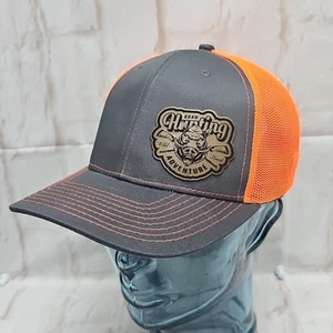 Boar Hunting Adventure Cap/Hat Leather patch Charcoal/Orange Adjustable 22"- 24" - Picture 1 of 9