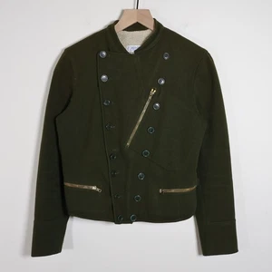 Vintage Women's Agnes B. Wool Blend Military Cropped Jacket Eclair Zipper Size 1 - Picture 1 of 22