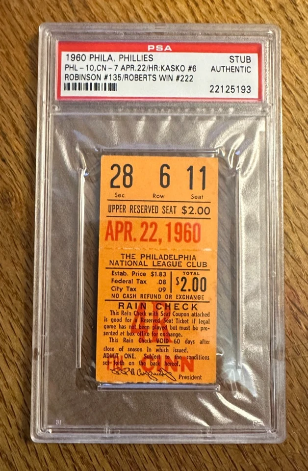 22/04/1960 Phillies v Reds Frank Robinson HR #135 ¡Sobre el techo! Roberts Win 222 Foto 1 de 1