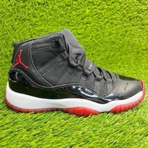 Nike Air Jordan 11 Retro Bred Boys Size 5Y Black Red Basketball Shoes Sneakers - Picture 1 of 12