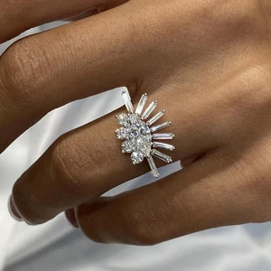 Marquise Lab-Created Diamond Statement Ring Ring 1.24ct F/VS 14K White Gold - Picture 1 of 12