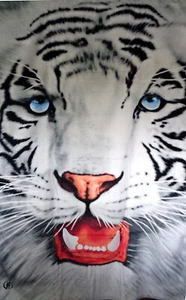 Toalla grande de baño de playa White Tiger 40 x 70 terciopelo 100 % algodón - Imagen 1 de 1