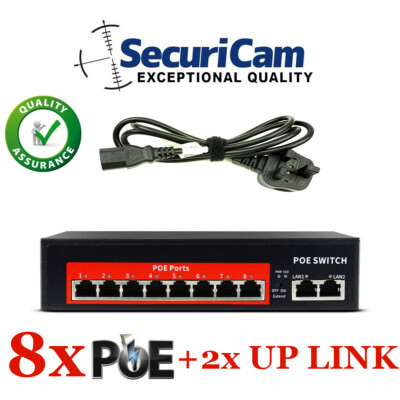 8 Channel PoE Switch Ethernet 10/100 Mbps Net...