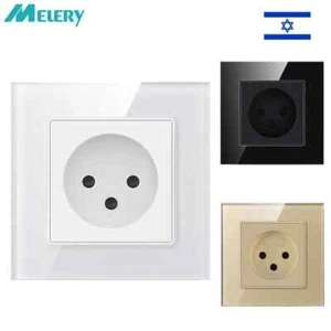 Melery16A Israel Standard Electrical Outlet Crystal Glass Panel Power WallSocket - Picture 1 of 16