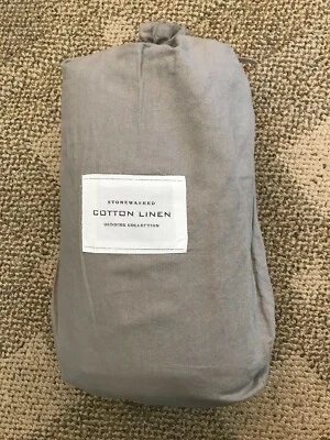 Juego de sábanas de lino de algodón lavado a la piedra Restoration Hardware tamaño completo gris niebla  Foto 1 de 3