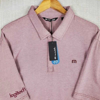 NUEVO $99 TRAVIS MATHEW x LOGITECH Talla 3XL Camisa Polo a Rayas Sangre de Buey Golf Informal Foto 1 de 4