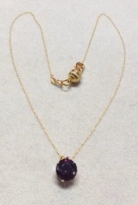 4.5CT Lab Created Russian Alexandrite 14K Gold Round  Pendant/Chain Necklace - Picture 1 of 5