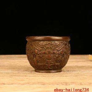 2.7 "Diameter China Ming Dynasty Bronze Carved Dragon Pattern Water Tank. - Afbeelding 1 van 6
