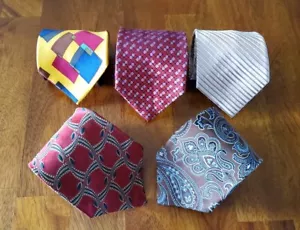 Christian La Croix, Georgio, Calvin Klein, Polo, Tommy Hilfiger 5 Silk Neckties - Picture 1 of 3
