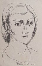 BILL COLEMAN AUSTRALIAN SIGNED INK A "WOMAN PORTRAIT" C 1970