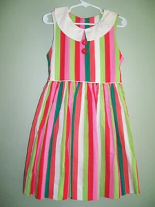 ELEANOR ROSE Nanette Red Pink Green Striped Holiday Christmas Dress Sz 5 - 6 - Picture 1 of 5