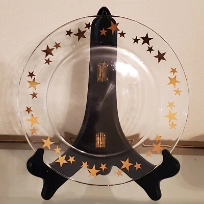 Arcoroc France Gold Star Glass Plate Salad Dish Dinnerware VTG 8" Replacement - Image 1 of 4